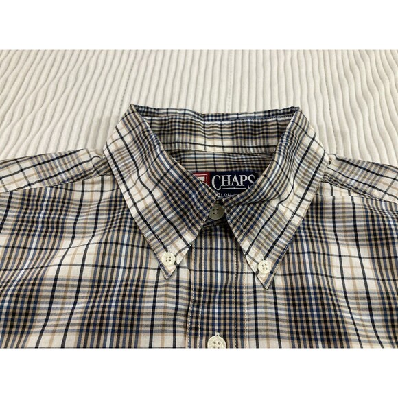 Vintage Chaps Ralph Lauren Men’s M Brown Plaid Button Up Shirt Long Sleeve - Picture 5 of 9